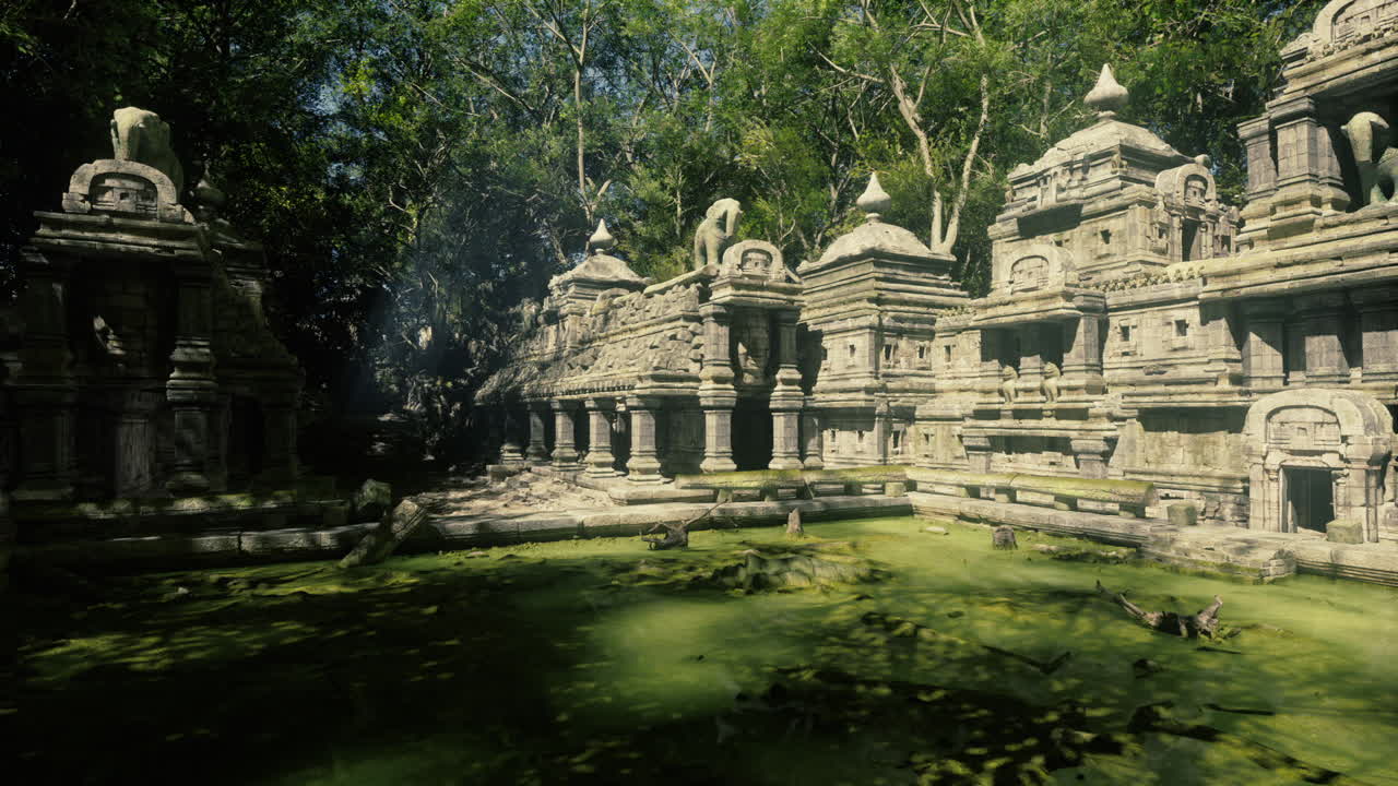 Explore the ancient temple complex surrounded by lush greenery in cambodia