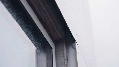 close-up of window installation during construction