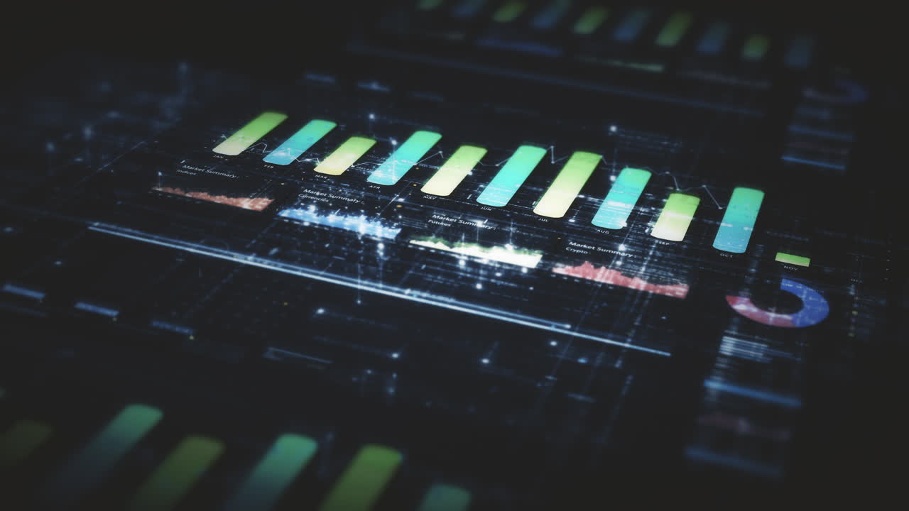 Dynamic data visuals for business info graphics, animated charts, and data-driven insights for a business meeting mock-up. Explore the world of trading, stock exchanges, and crypto