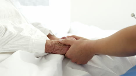 nurse holding patient hands