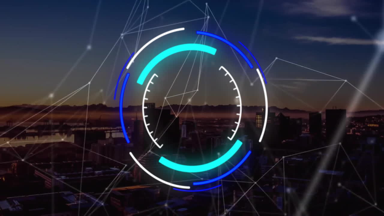 Animation of network of connections with scope scanning over landscape