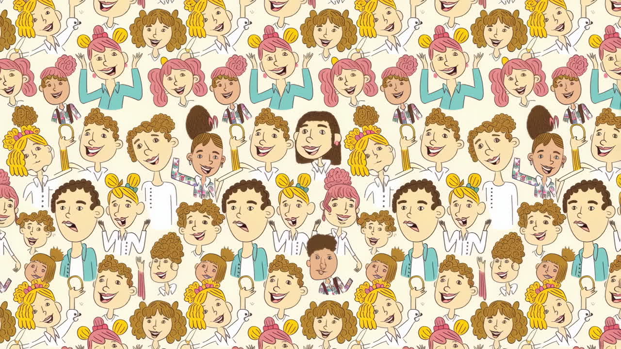 Seamless Pattern of Diverse Cartoon Faces