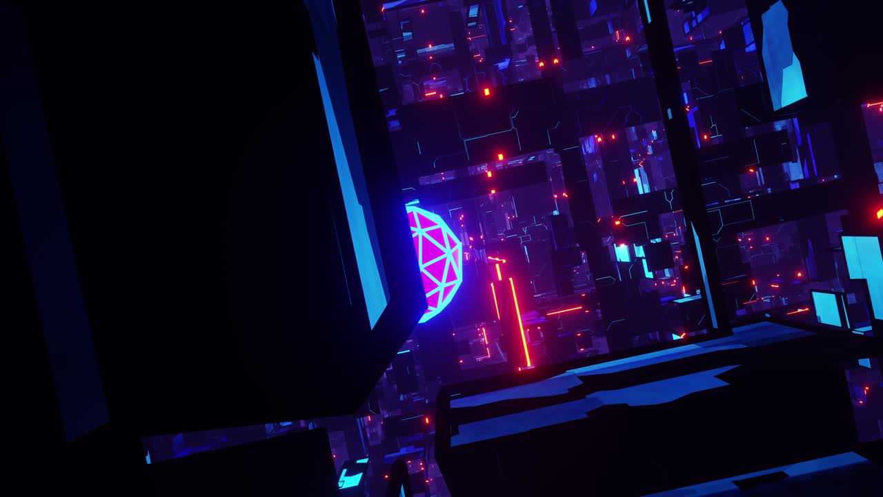 fi volando en la jungla de neón entre las luces naranjas brillantes.