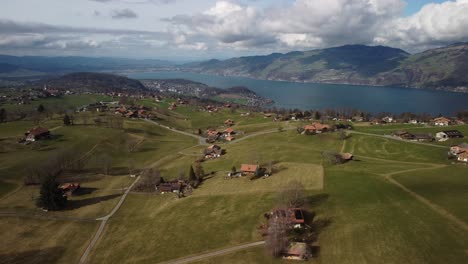 clear blue water of lake thun, haltenstrasse, aeschi bei spiez, switzerland