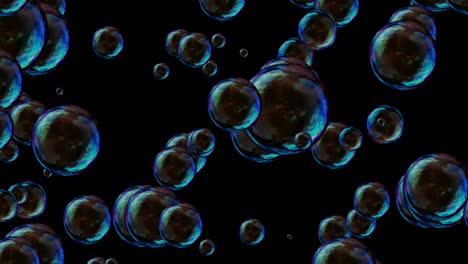 meditative calm video of surreal flight through gently floating transparent bubbles, abstract motion graphic