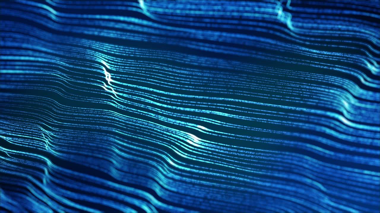 Abstract waves curves ripple on blue background as 3D template video animation loop