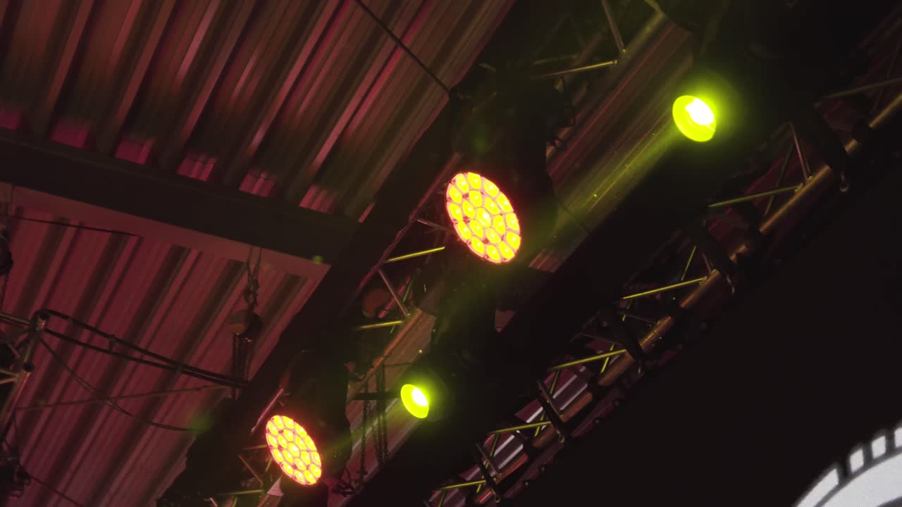 DJ light on stage during modern event or concert in 4K