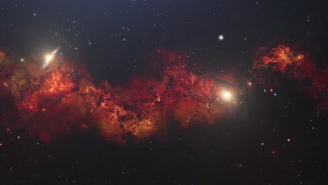 Nebulosa-Roja-Y-Galaxias-En-Movimiento-En-El-Espacio-Ultraterrestre