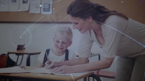 animación de la red de conexiones sobre la escritura de maestras y escolares