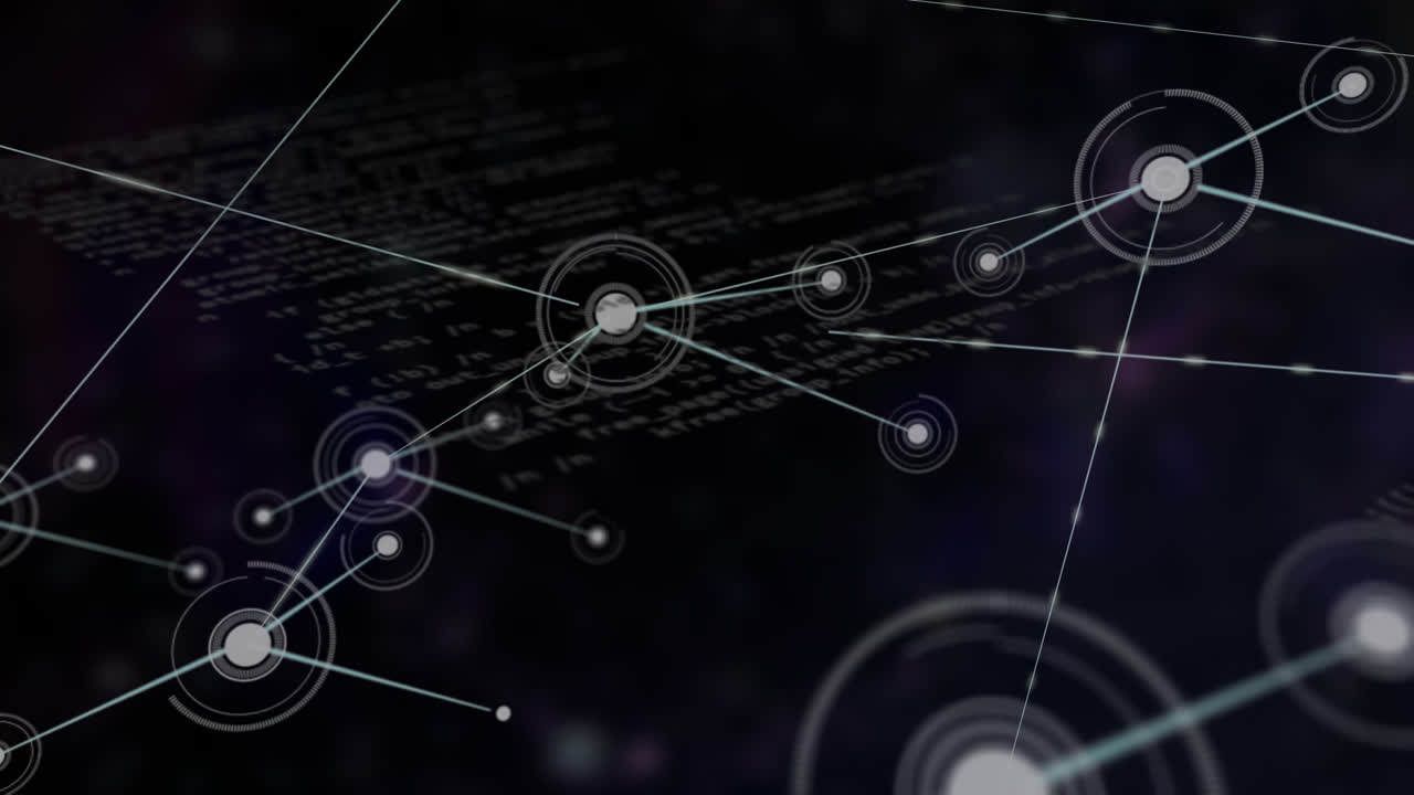 animación de la red de conexiones con iconos sobre el procesamiento de datos