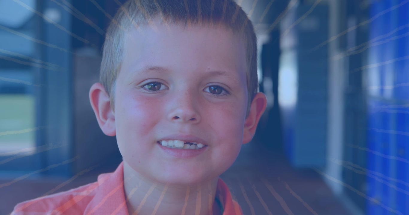 Animation of support ukraine text over caucasian boy