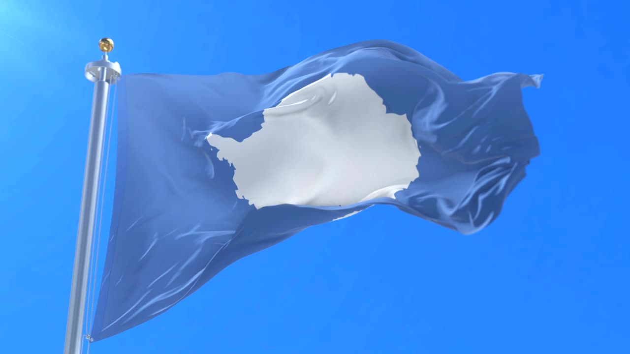 남극 발이 천천히 파란 하늘과 루프로 흔들리고 있습니다.