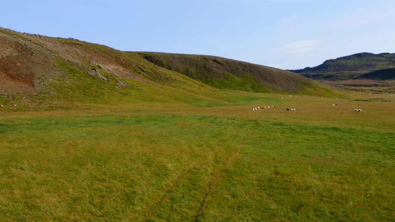 아이슬란드 의 화산 풍경 의 공중 사진