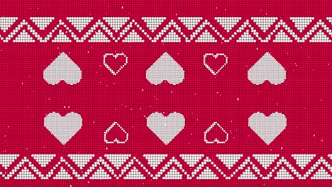 traditional christmas pattern with multiple hearts against red background