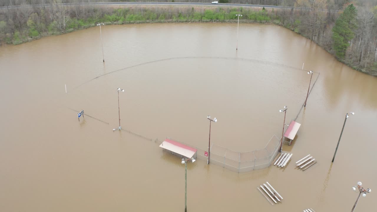 Flooded Baseball Field After Heavy Rain