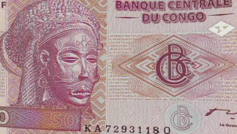 details of a 50 congolese franc banknote