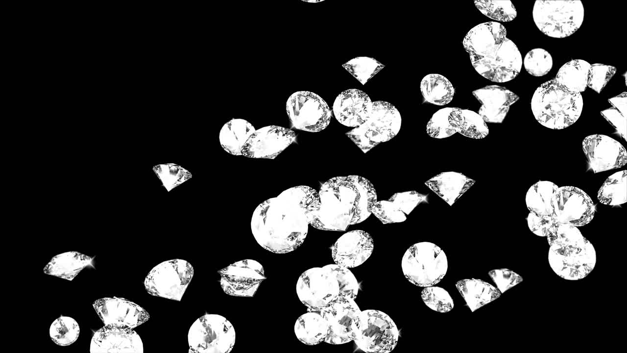 Falling diamonds with shining edges on lilac loop background green screen luxury living brilliance