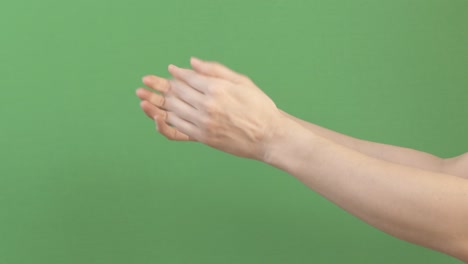 손을 는 여성, 녹색 화면 크로마 키 배경에서 박수를 치고 4k 비디오