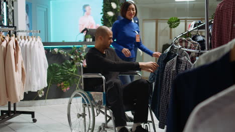 person with disability shopping in a fashionable store