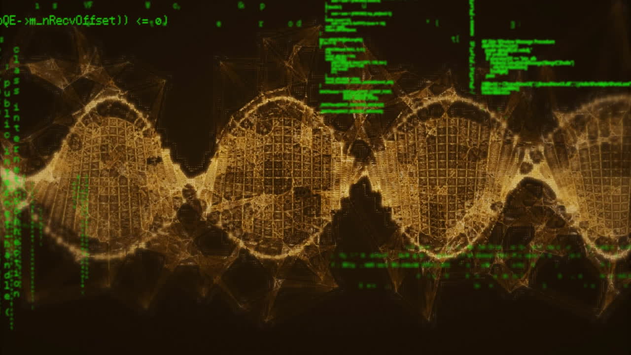 animación del procesamiento de datos sobre la cadena de adn