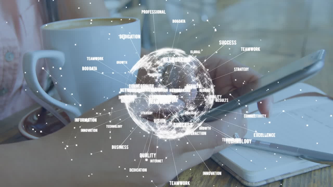 데이터 및 연결 네트워크와 함께 회전하는 지구