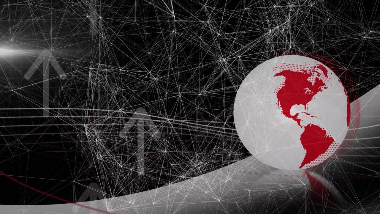 animación de formas en movimiento sobre flechas y globo