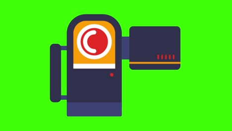 animation of a video camera icon on a green screen