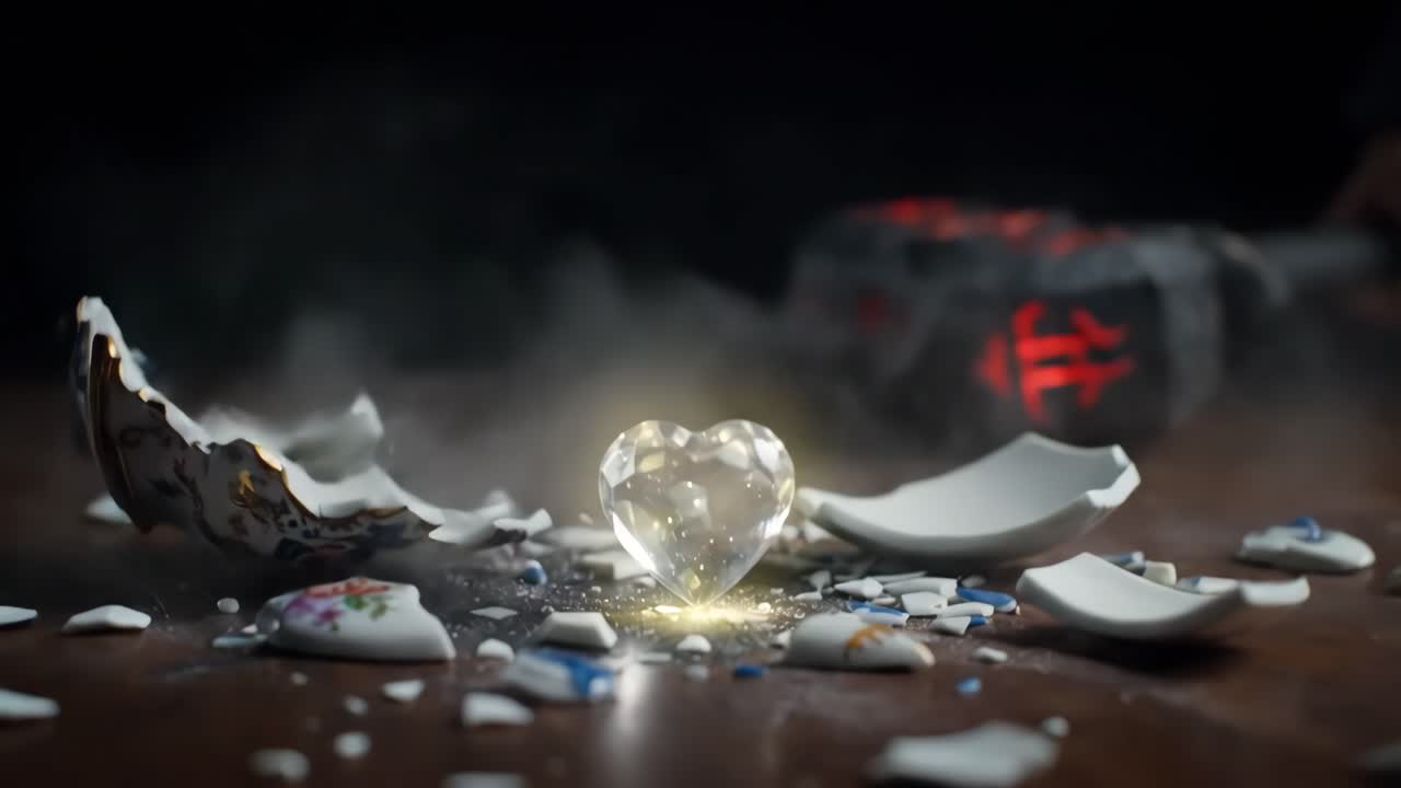 Crystal Heart Shattered: A Visual Metaphor for Heartbreak