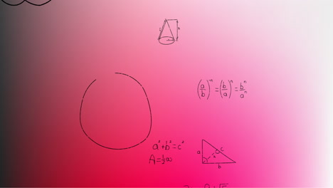 animación de fórmulas matemáticas escritas a mano sobre un fondo rosa