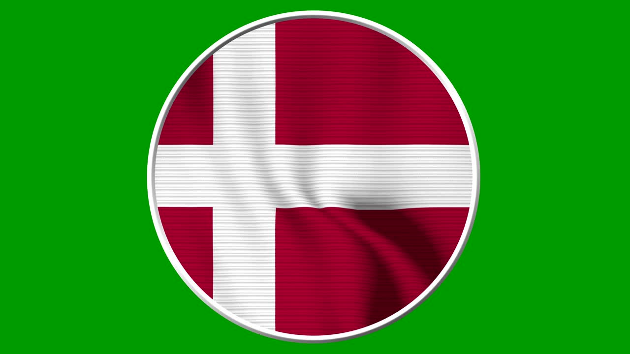 Denmark Circular Flag Loop - Realistic 4K flag waving in the wind