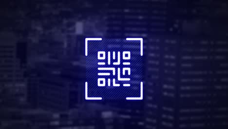 QR-code-scanner-with-neon-elements-against-tall-buildings