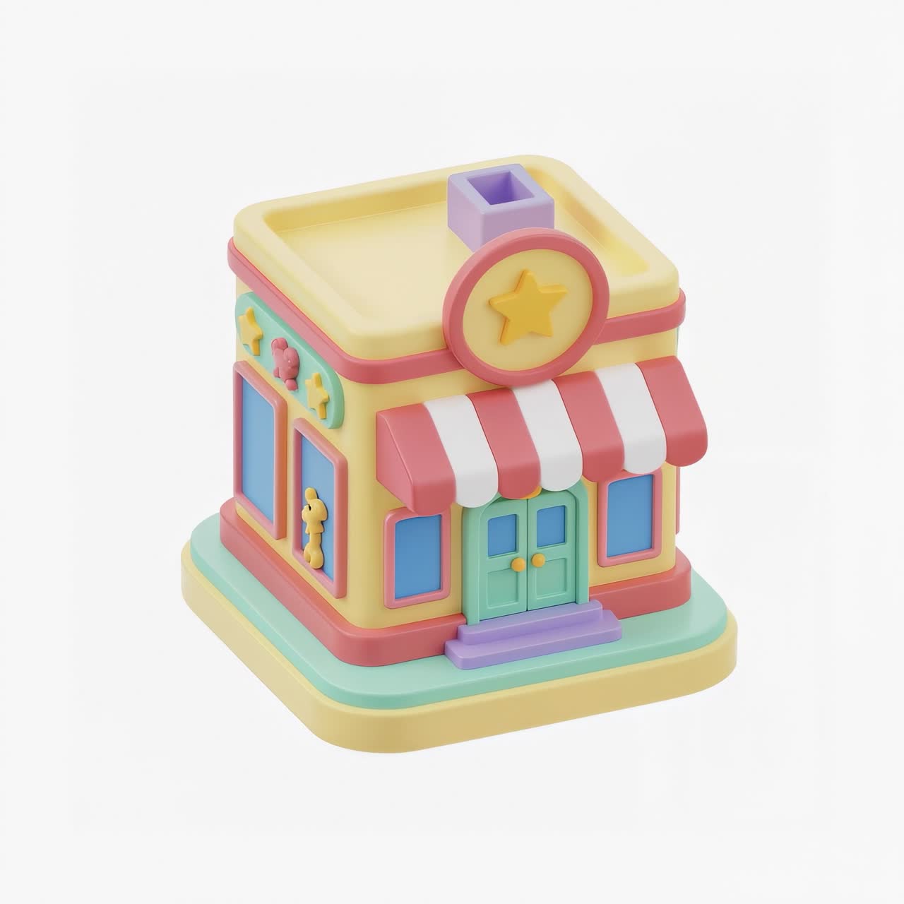 Colorful Cartoon Toy Building or Shop