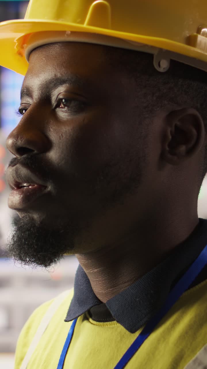 Vertical video Close up of professional testing equipment in industry 4.0 plant