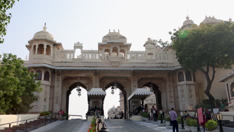 historical palace artistic entrance gate at morning from different angle video is taken at udaipur rajasthan india on nov 25 2023.