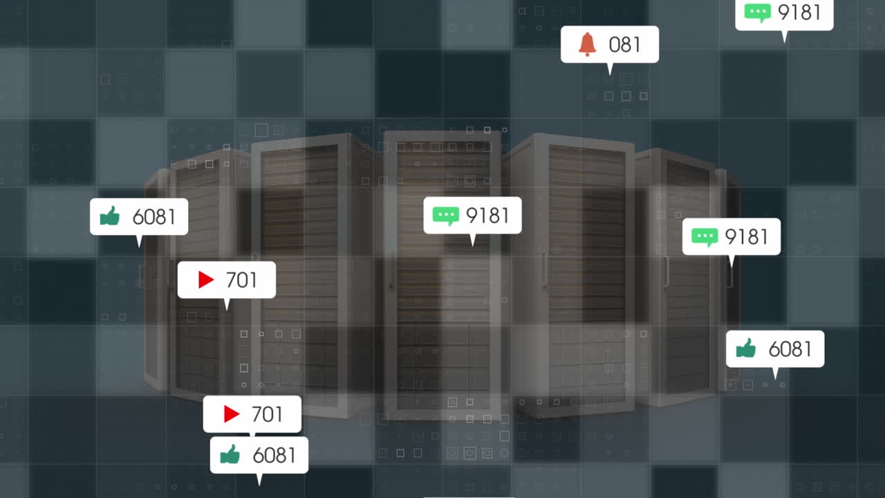 서버를 통해 소셜 미디어 아이콘과 숫자의 애니메이션