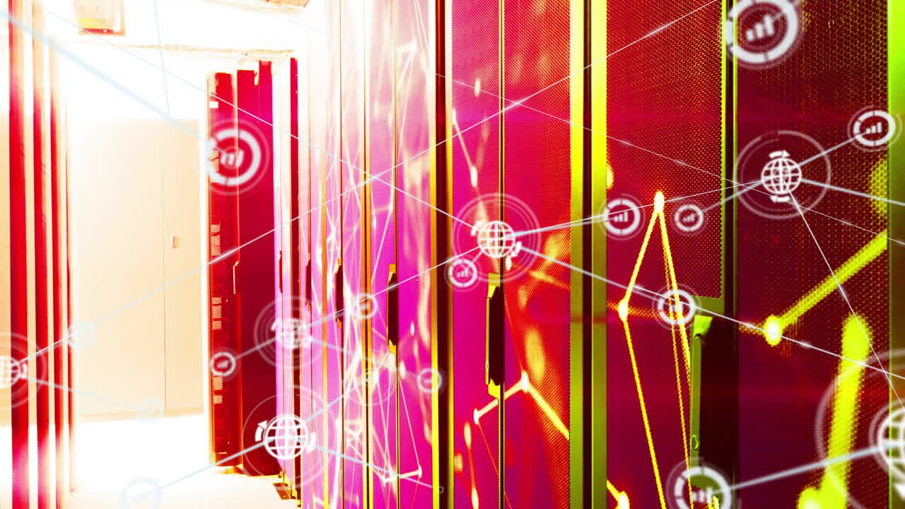 서버  ⁇  위의 아이콘으로 연결 네트워크의 애니메이션