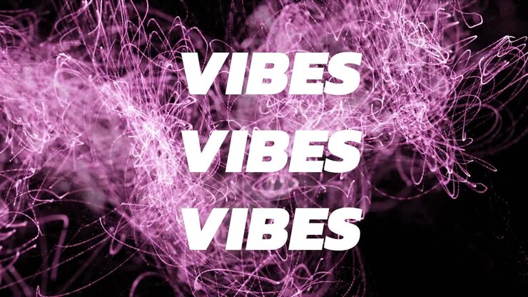Animation of vibes text over purple network of connections