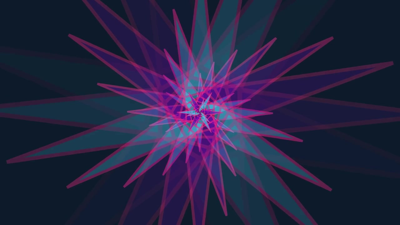 Abstract Rotating Geometric Star Pattern in Neon Colors