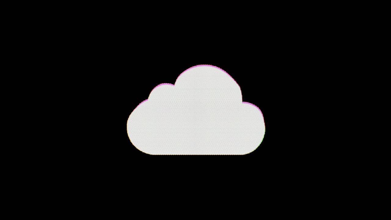 A cloud icon glitches in, wavers for a few seconds, and then glitches out