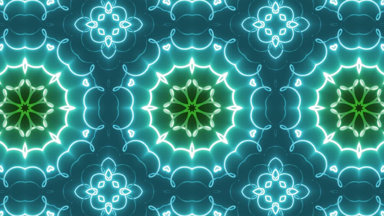 Neon Floral Kaleidoscope Pattern