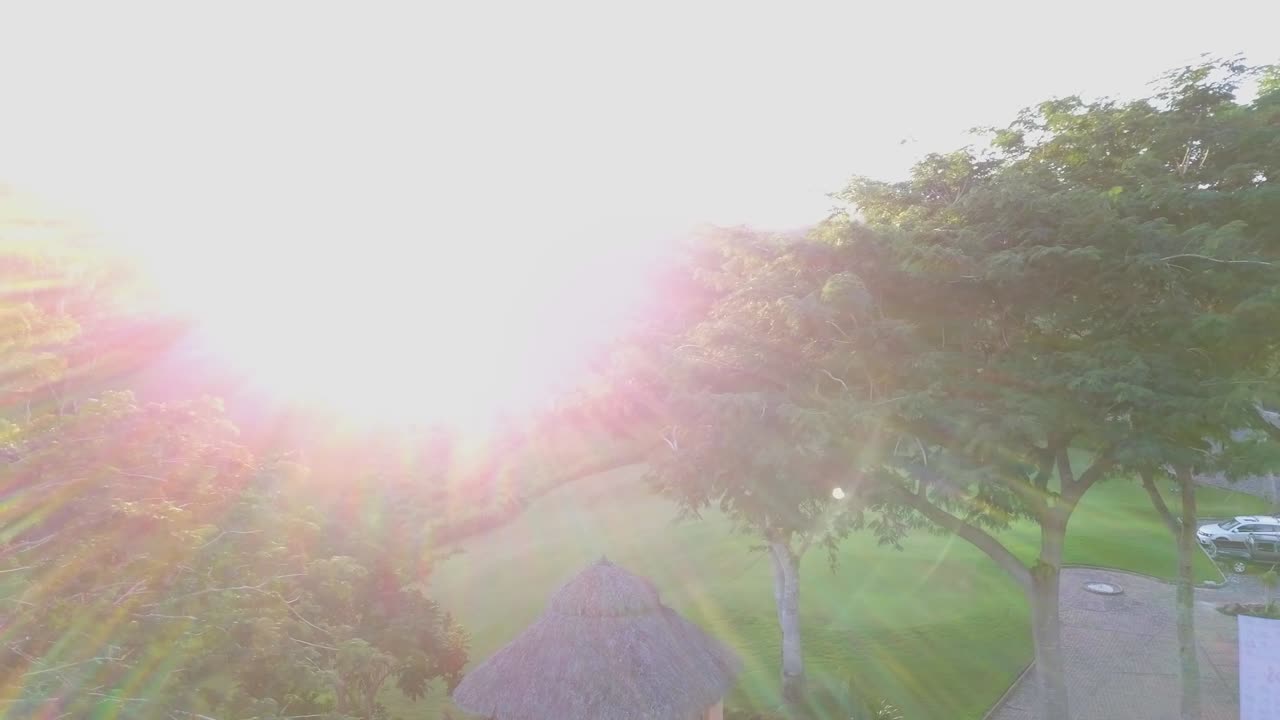 Aerial View of a Peaceful Golf Course at Sunset