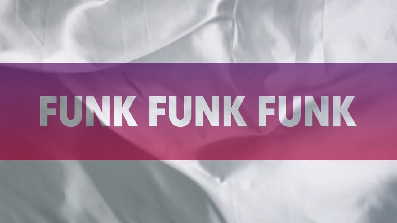 animación del texto funk sobre un fondo líquido colorido
