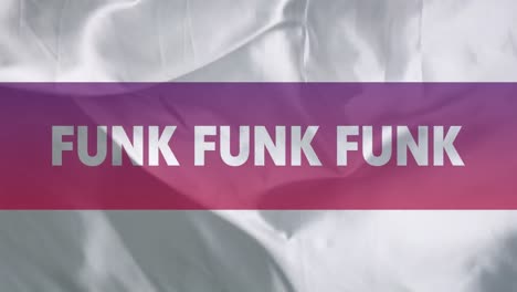 animation of funk text over colorful liquid background