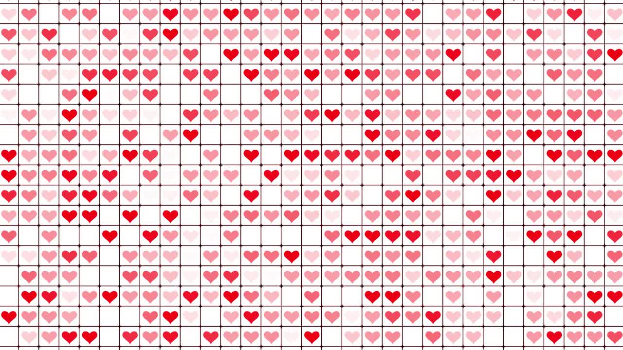 Heart pattern with grid motion.Blink heart in shape pattern background