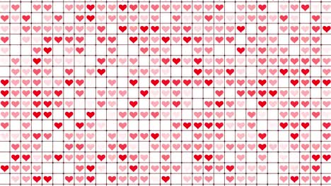 patrón de corazón con movimiento de cuadrícula. parpadea corazón en el fondo del patrón de forma