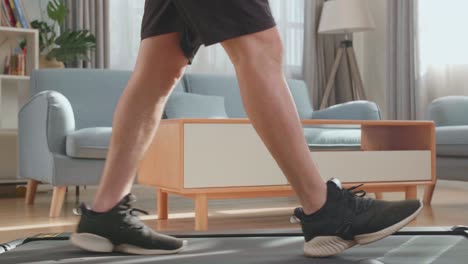 man walking in home interior