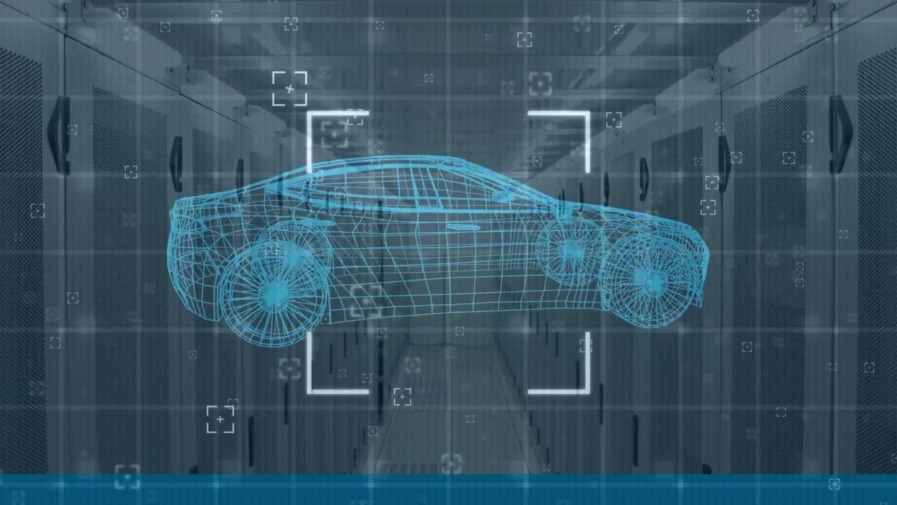 서버  ⁇  위에 디지털 자동차 그림의 애니메이션