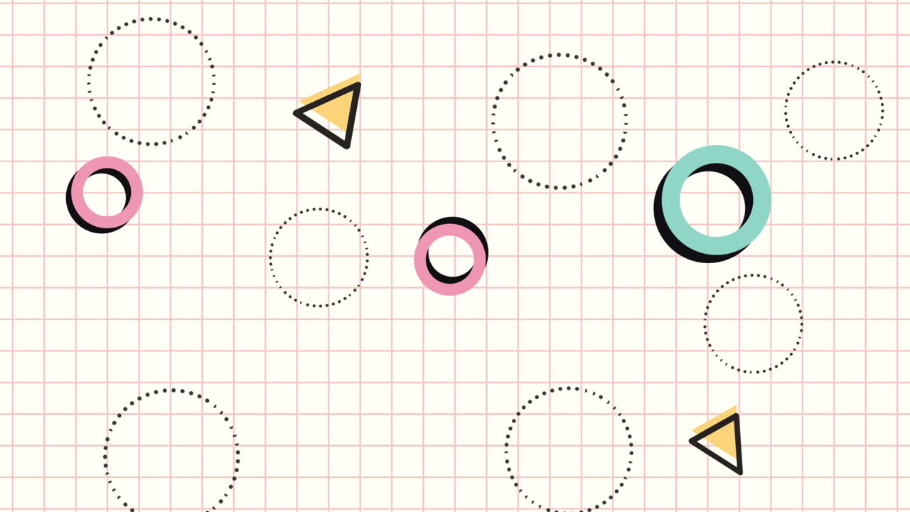 색 배경 애니메이션에서 색상과 기하학적 그림