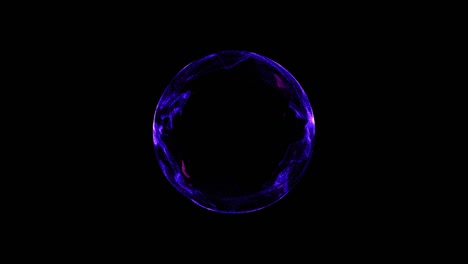 fondo de movimiento 4k 3d abstracto. esfera de energía de partículas púrpura y rosa.