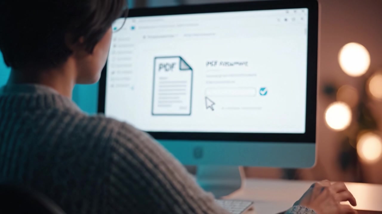 Focused on Digital Communication: A Person Engaged in Sending or Receiving Emails on a Computer Screen in a Cozy Workspace Environment